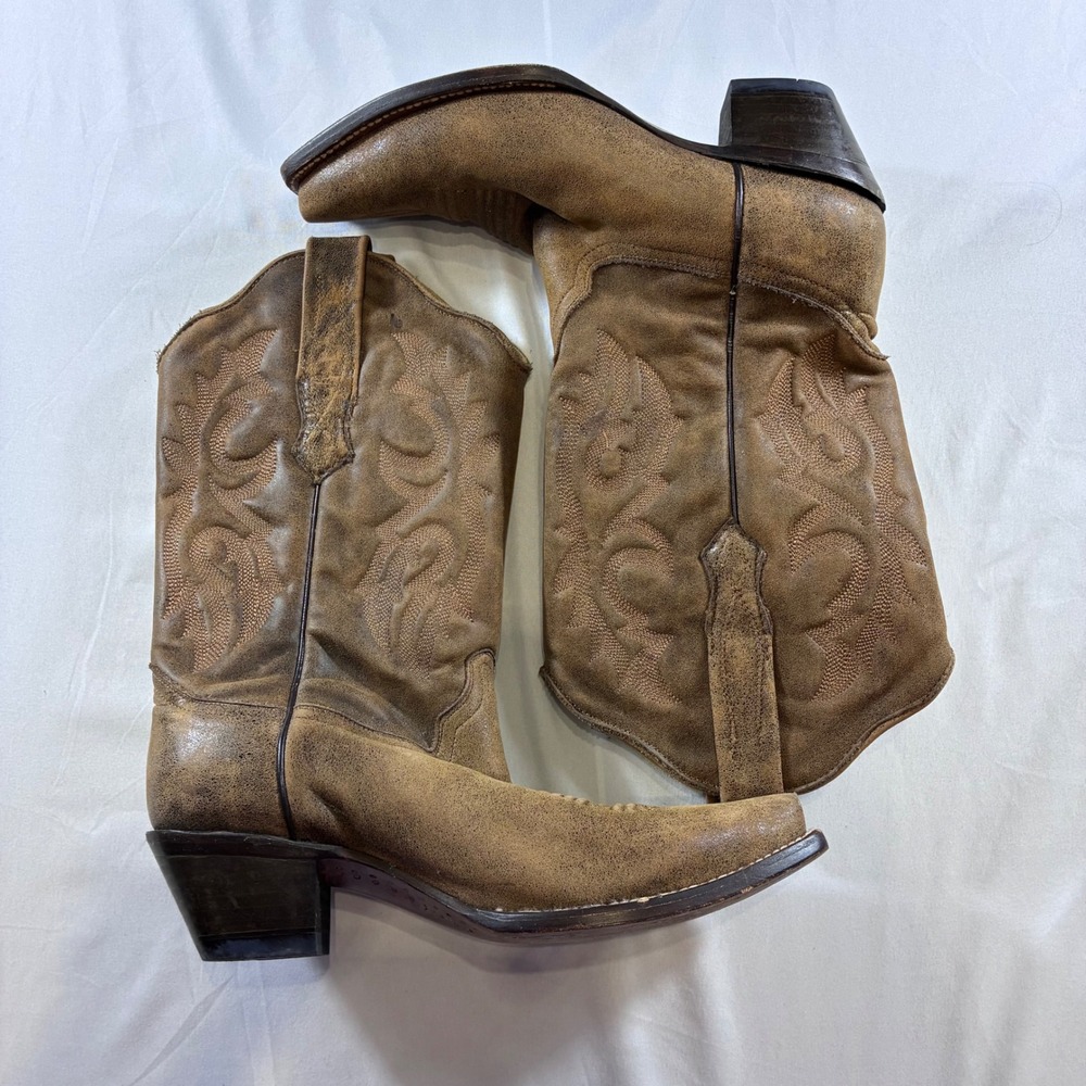 Corral C2033 Womens Distressed Tan Leather Snip Toe Western Cowboy Boots Size 7M